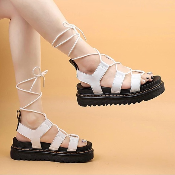 NARTILLA WOMEN'S LEATHER GLADIATOR SANDALS DR. MARTENS size 7 - Picture 1 of 13